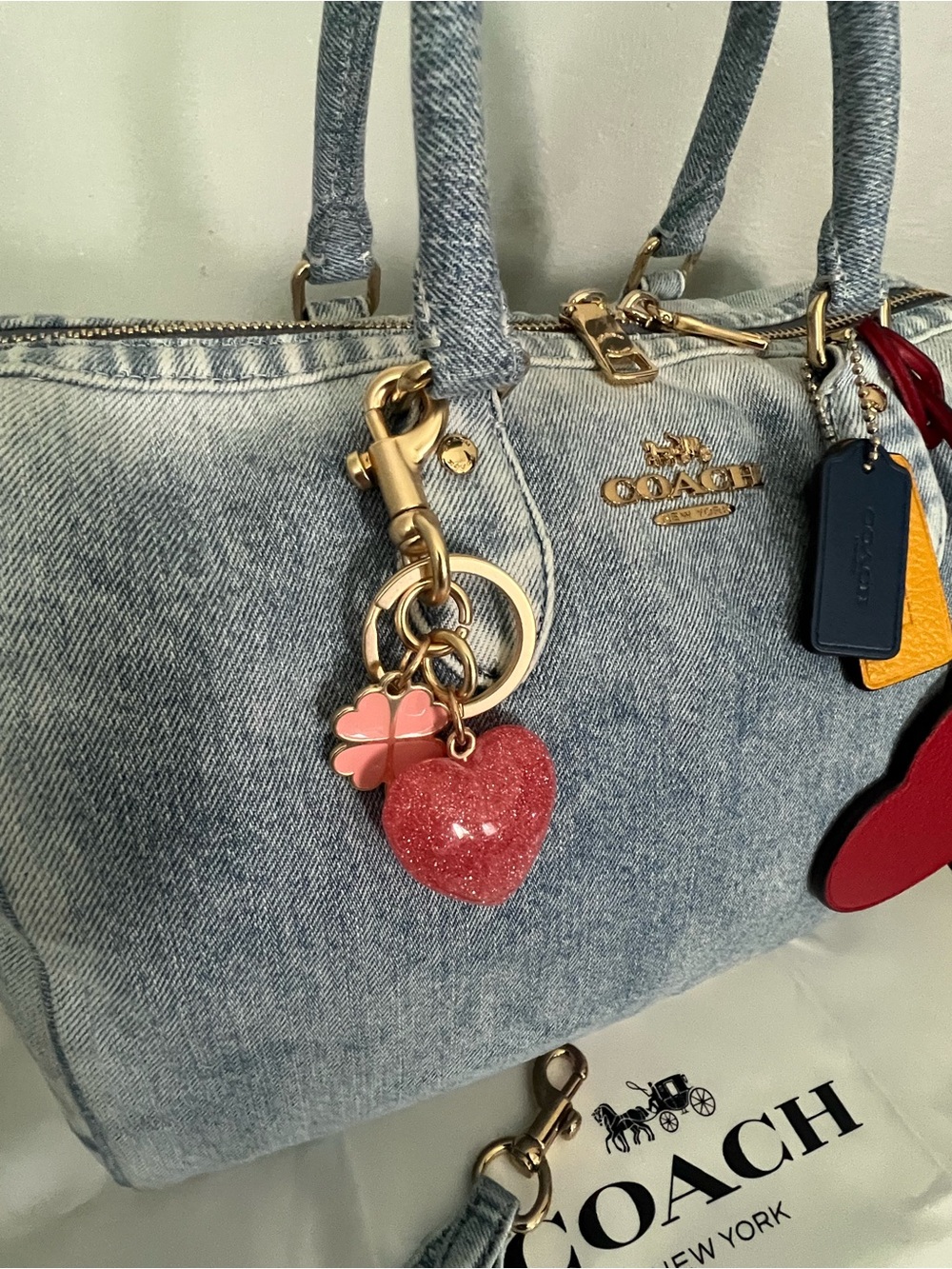 Coach Rowan Large Satchel Bag In Loved Denim - Picture 4 of 8